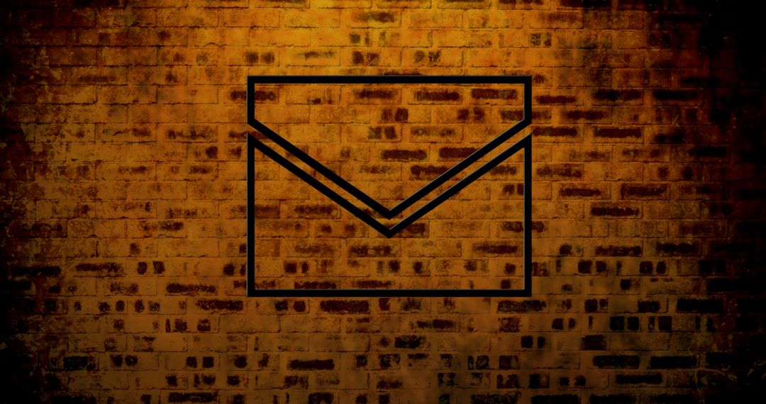 Glowing Neon Envelope Icon on Rustic Brick Wall - Free Images, Stock Photos and Pictures on Pikwizard.com