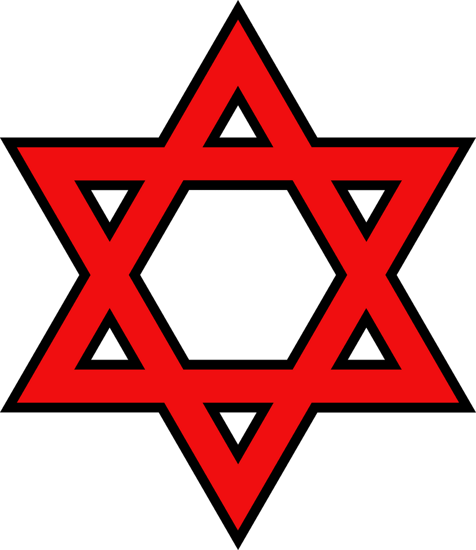 Transparent Red Six-Pointed Star Bold Black Outline