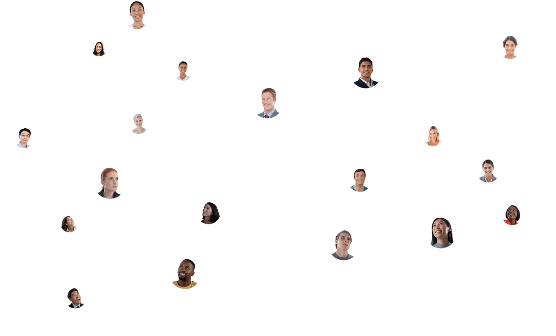 Transparent Network of Diverse People Connecting with Nodes and Links