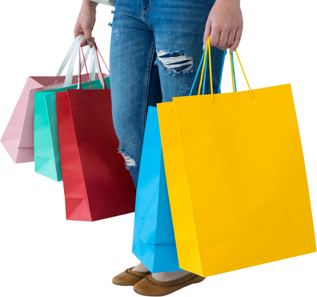 Lower Half Holding Colorful Shopping Bags, Isolated Transparent Background - Download Free Stock Images Pikwizard.com