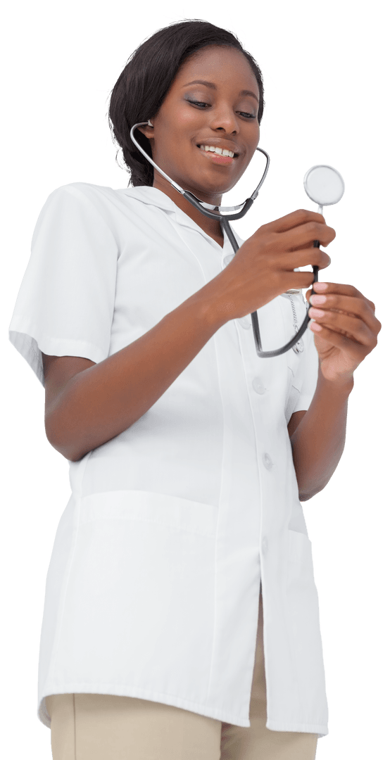 Transparent Image of Smiling Nurse with Stethoscope Skills