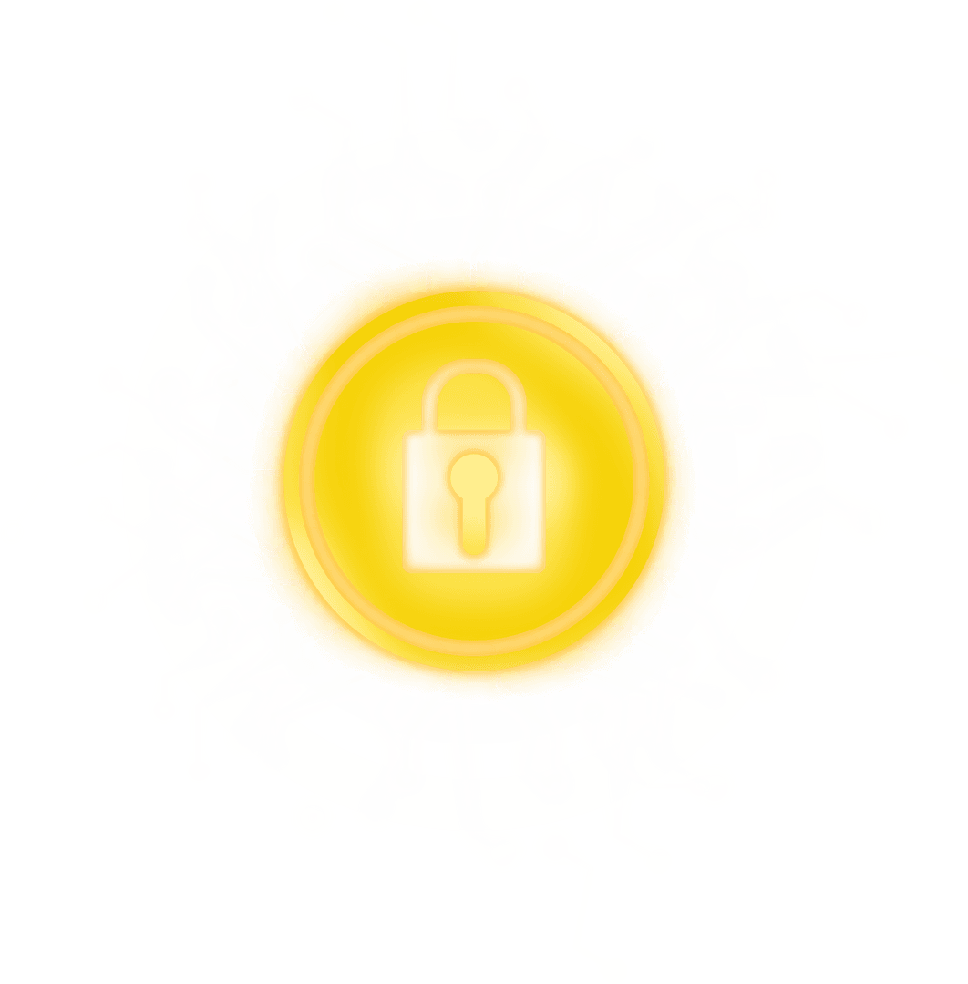 Transparent Cyber Security Lock Icon with Abstract Light Effect