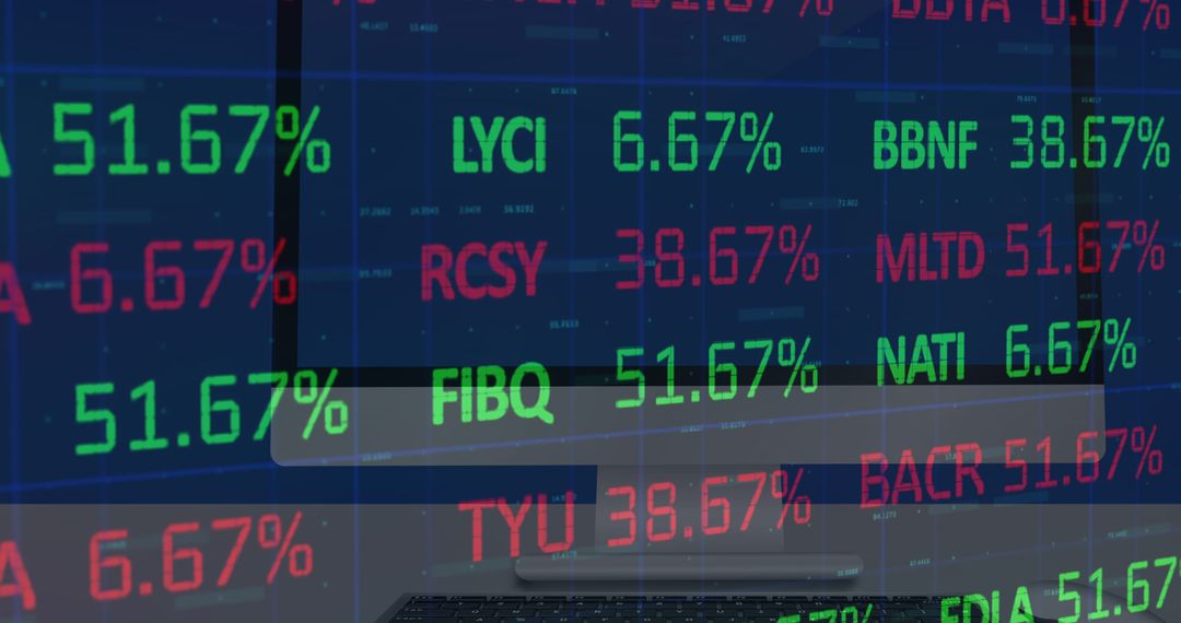 Digital Stock Market Data Display on Desktop Screen
