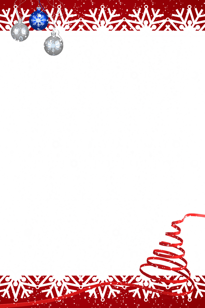 Transparent Christmas Frame with Decorative Red Borders