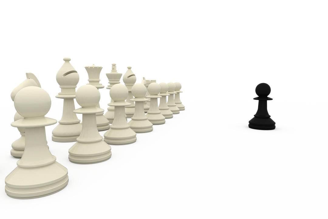 Black Pawn Facing Rows of Transparent White Chess Pieces - Download Free Stock Images Pikwizard.com