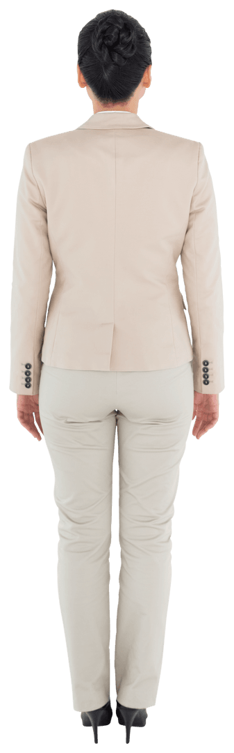 Rear View Transparent Image of Businesswoman in Suit