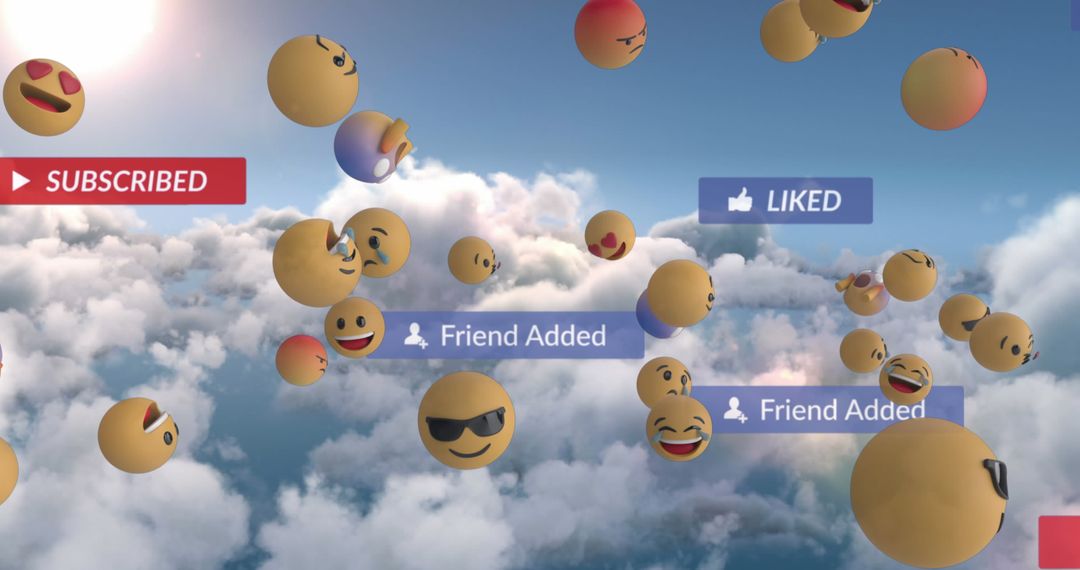 Sky Filled with Social Media Notifications and Emojis