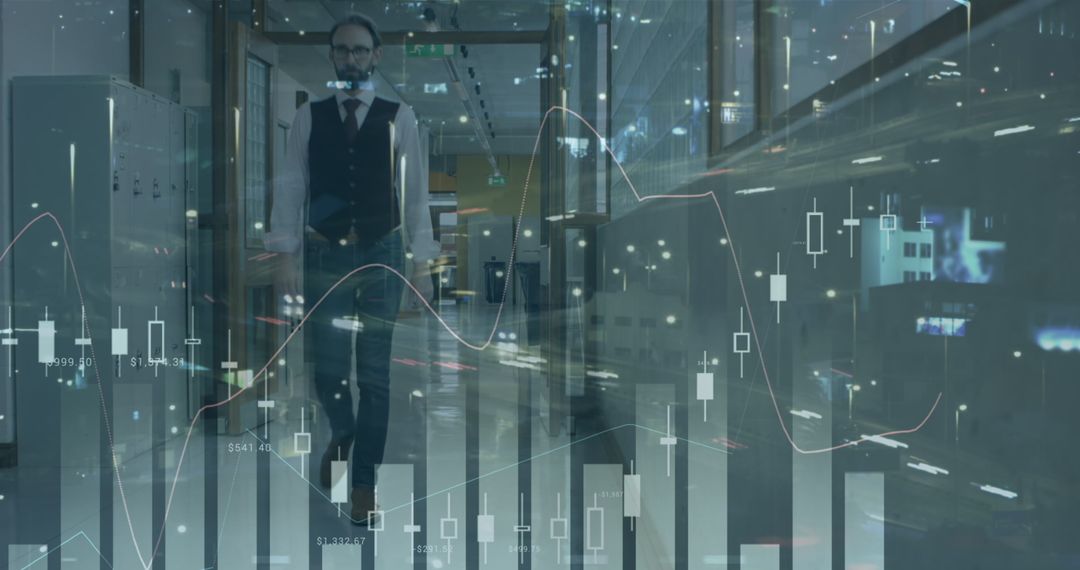 Businessman Analyzing Financial Data and Technology