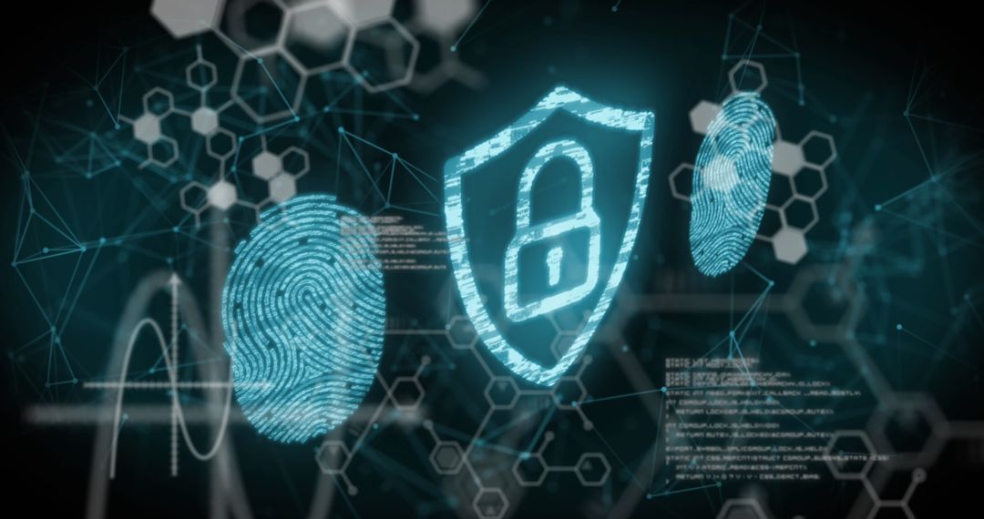 Digital Security Concept with Lock and Digital Fingerprint