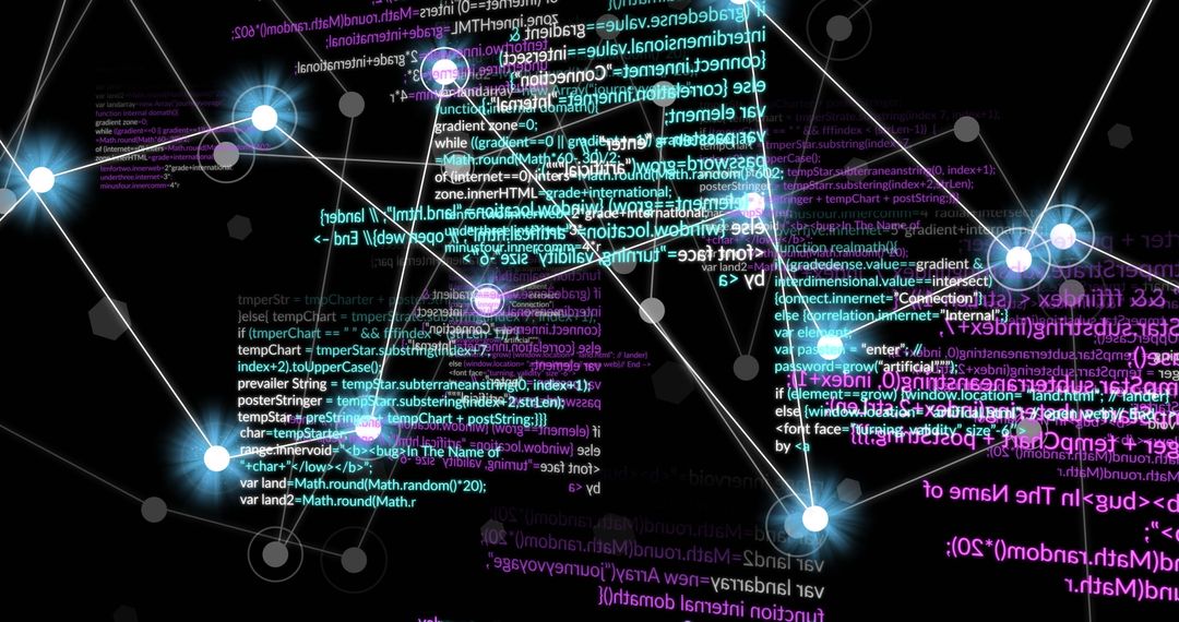 Digital Data Network with Bright Connection Lines on Black