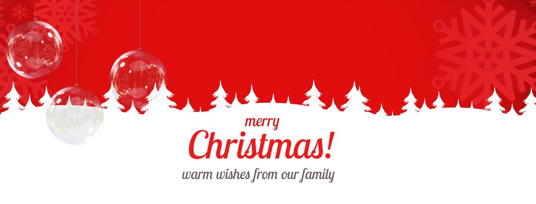 Festive Red and White Holiday Card with Ornaments