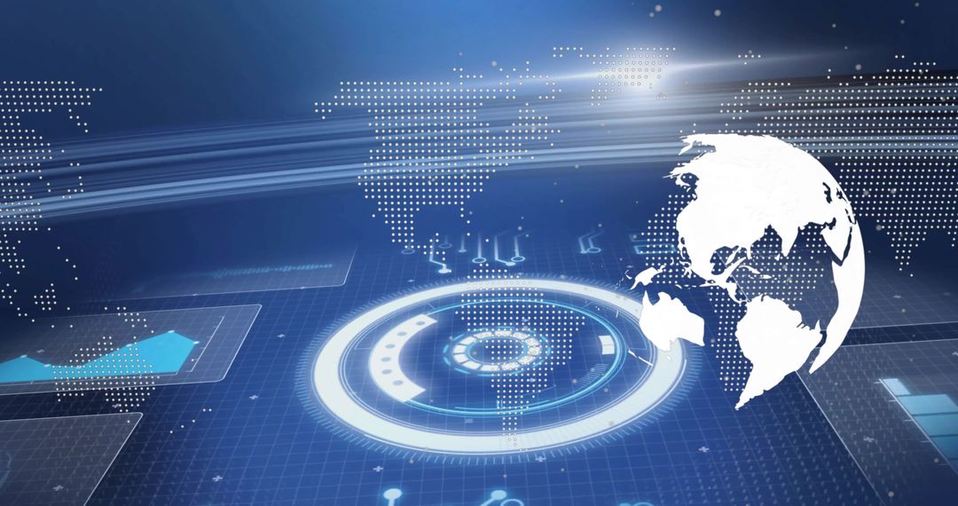 Futuristic Digital Globe in Virtual Interface Background