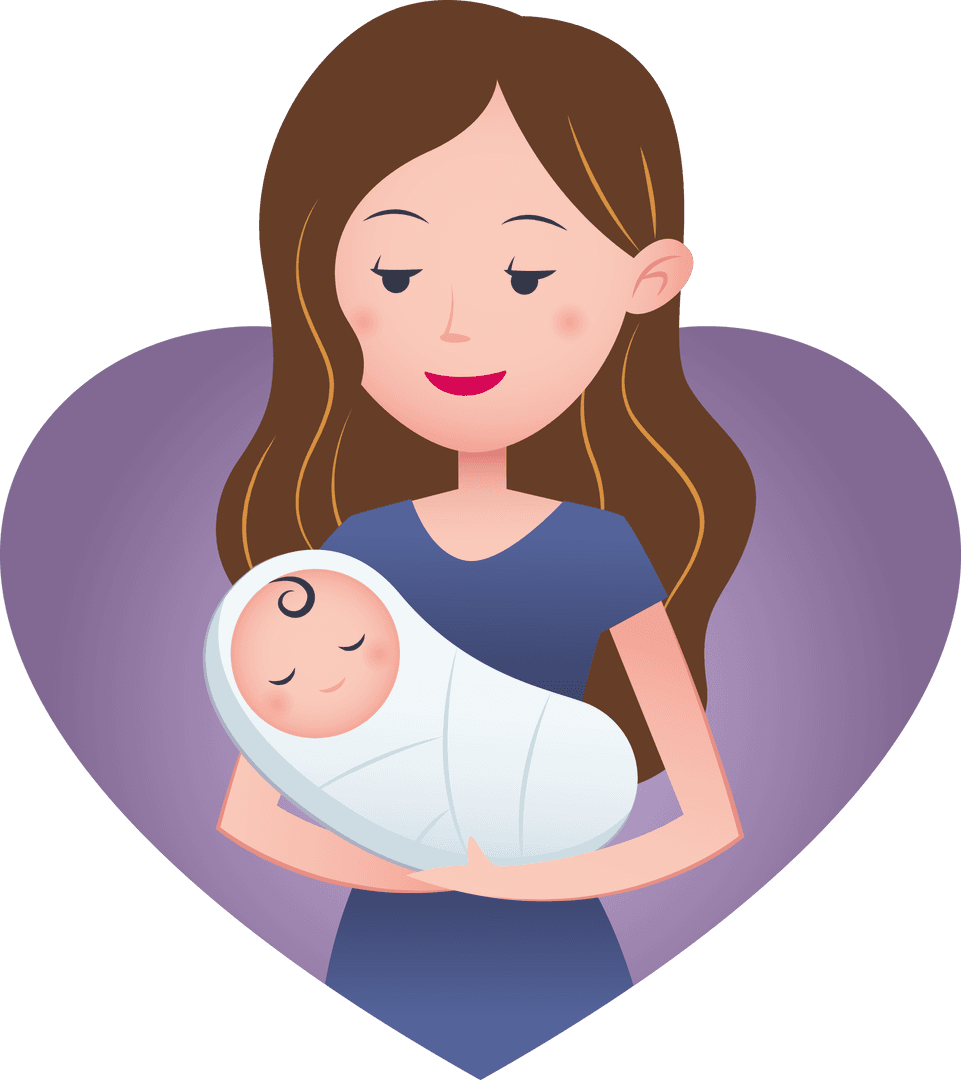 Illustration Mother Holding Baby on Transparent Background