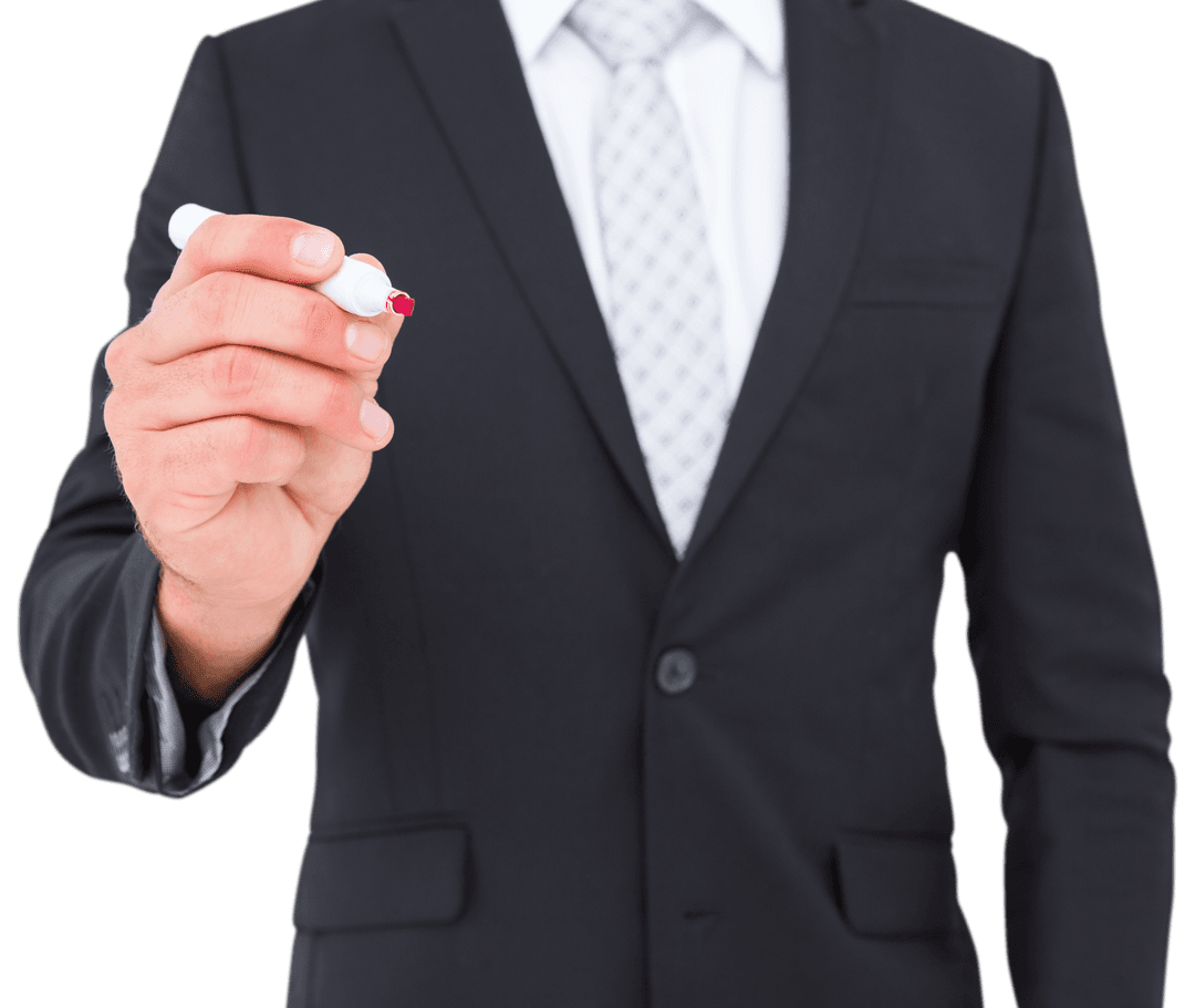 Transparent Businessman Writing with Felt Tip Marker