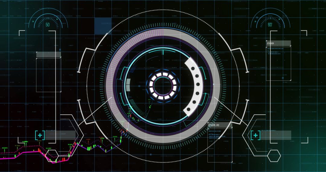 High-Tech Digital Interface with Data and Speed Metres