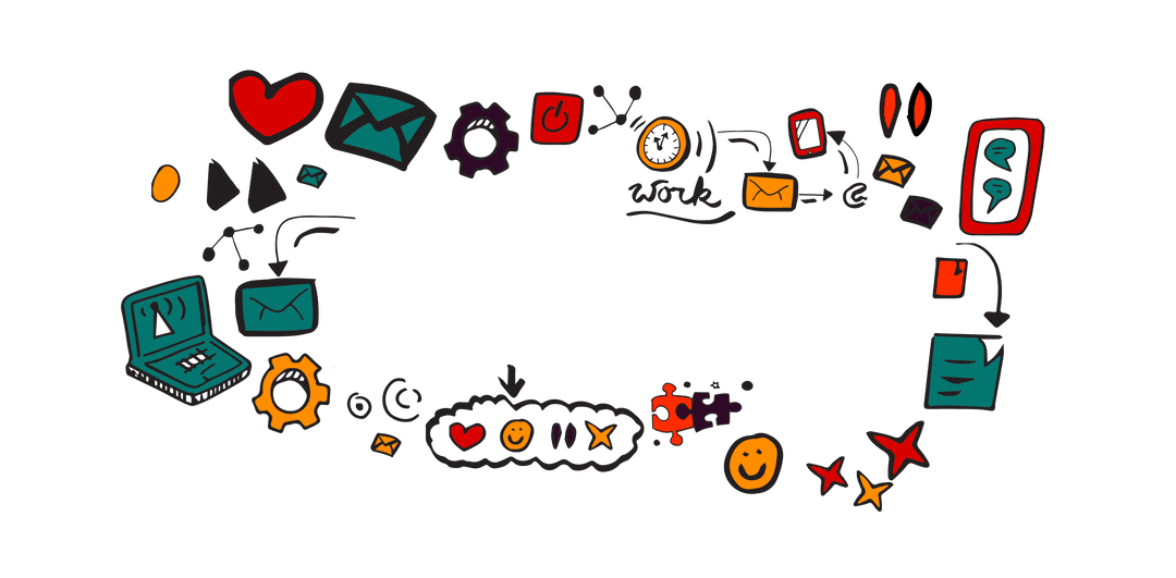 Digital PNG Icons of Social Media and Business on Transparent Background