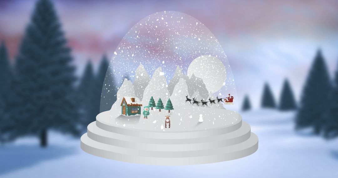 Festive Snow Globe with Santa and Christmas Village - Free Images, Stock Photos and Pictures on Pikwizard.com