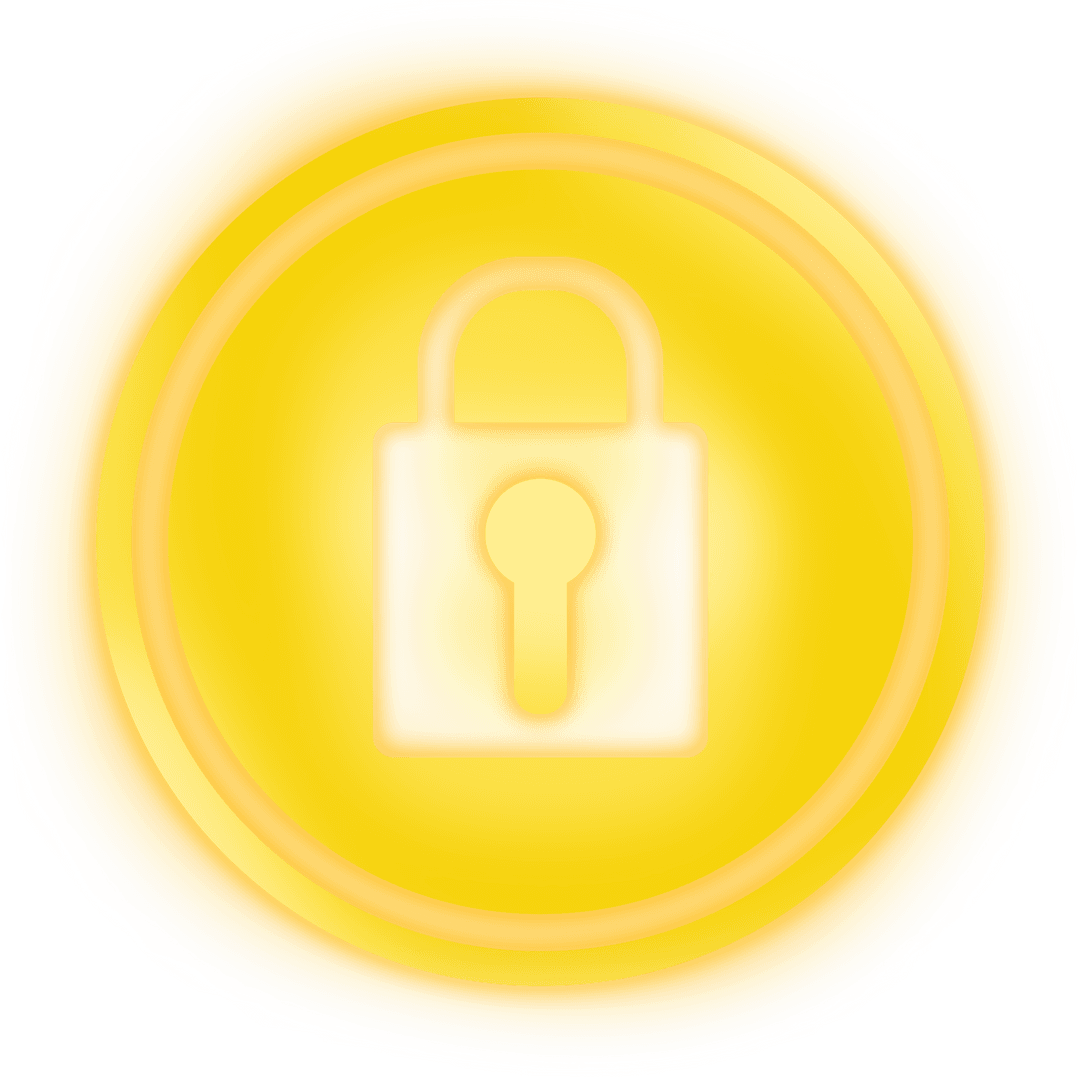 Transparent Yellow Padlock Icon Representing Security and Privacy