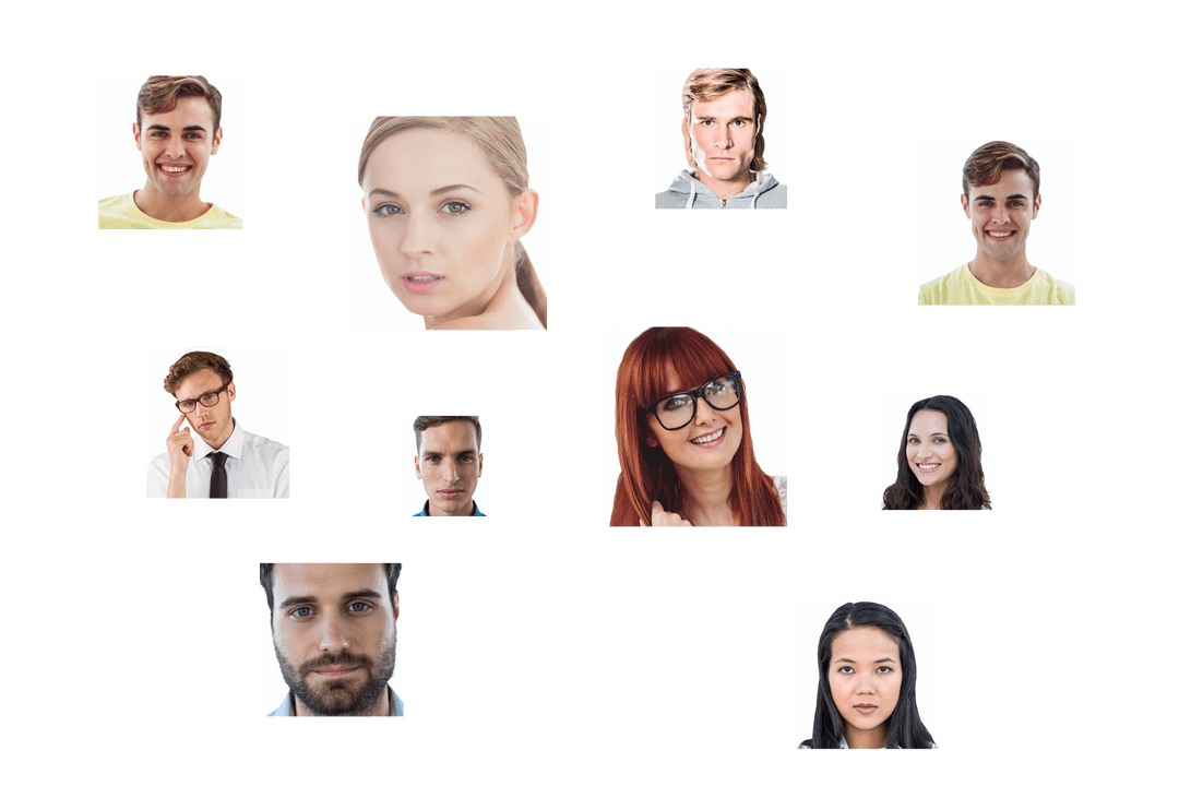 Transparent network of diverse individuals with interconnecting lines