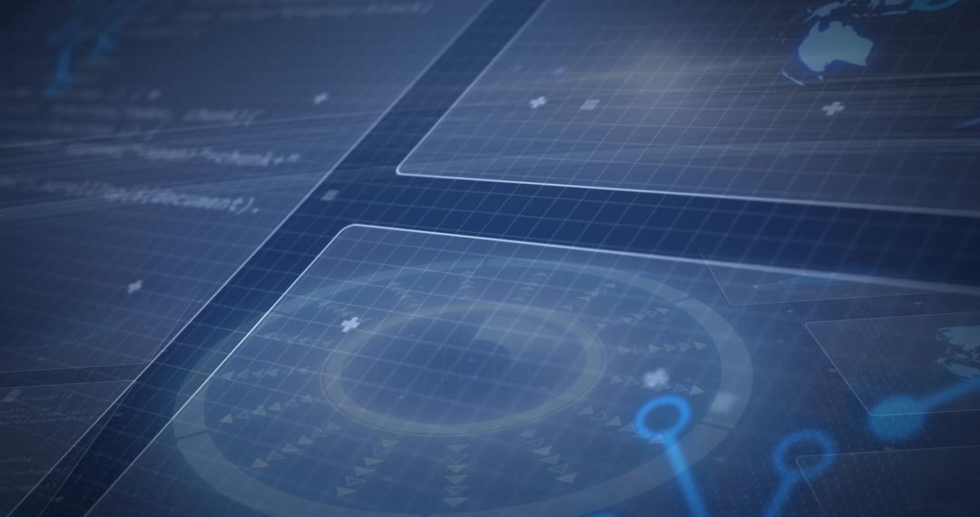 Futuristic Circular Radar HUD Interface with Data Overlays