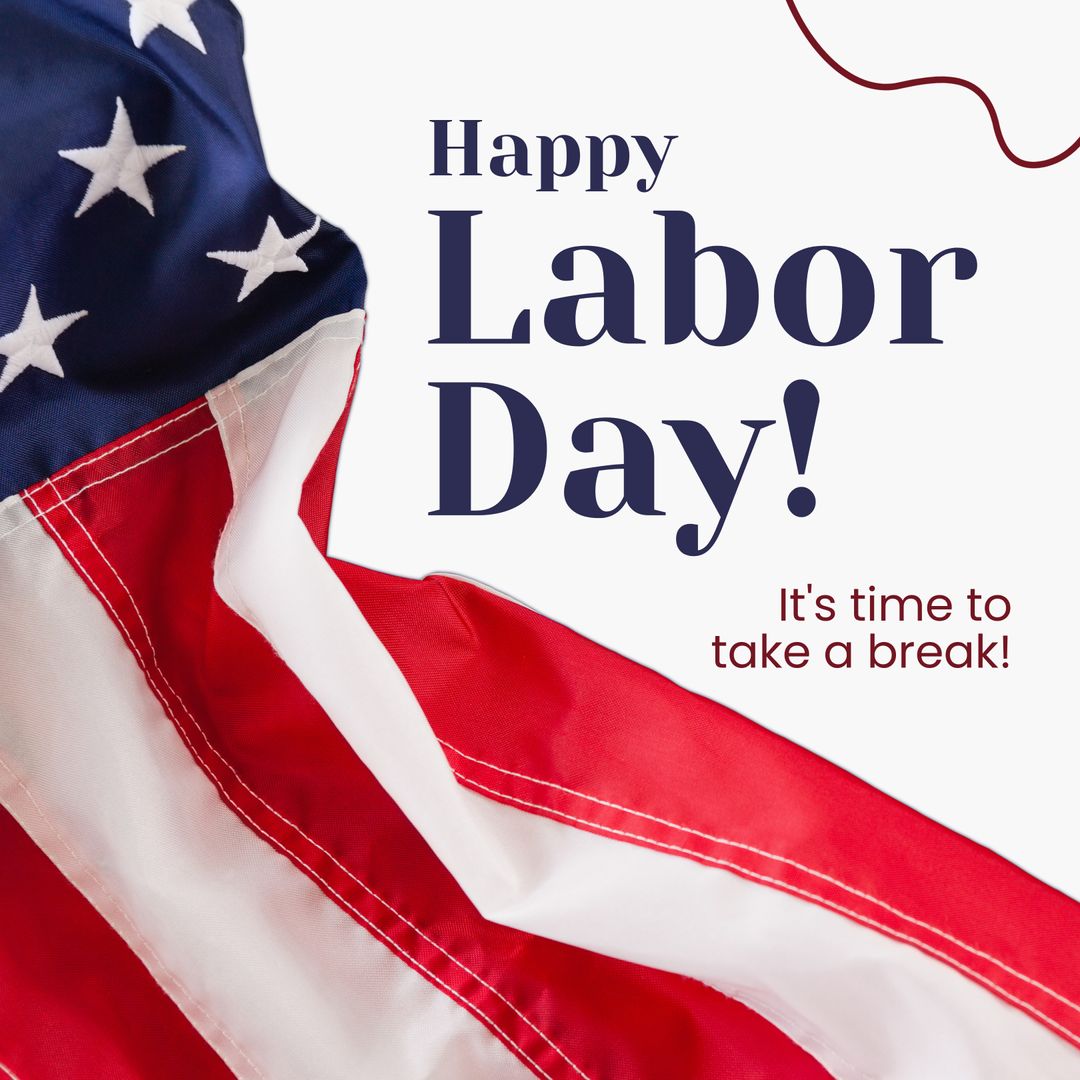 American Flag with Labor Day Greeting Design for Celebration