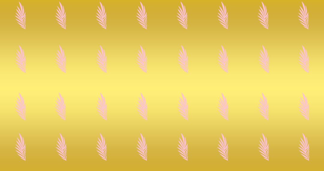 Abstract Pink Foliage Pattern on Vibrant Yellow Background