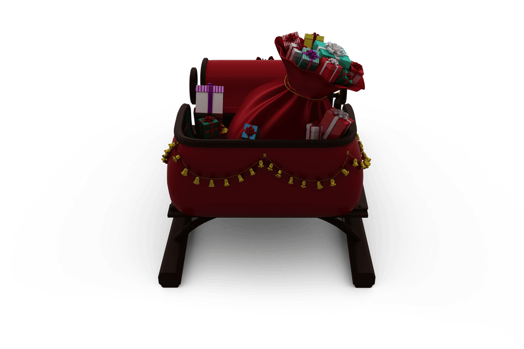 Transparent Christmas Sleigh Loaded with Colorful Gifts
