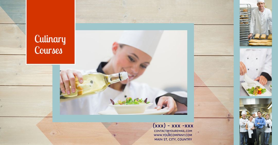 Culinary Courses Promotion with Chef Preparing Artful Dishes