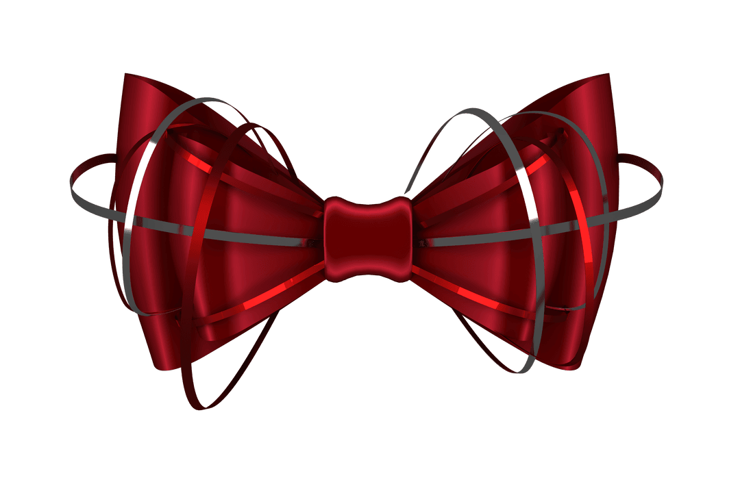 Elegant Red Bow Illustration on Transparent Background