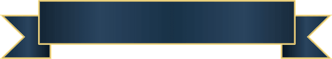 Elegant Black Ribbon Banner with Gold Trim on Transparent Background