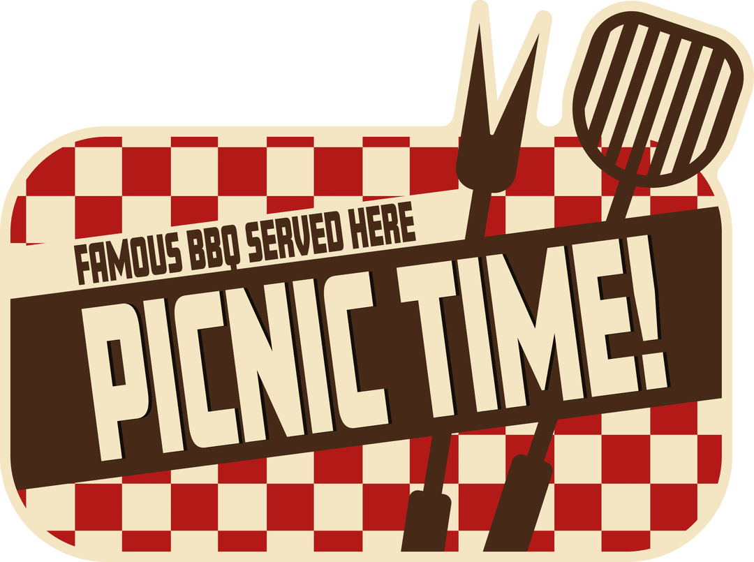 Transparent Badge with Picnic Time Text for BBQ Event Celebration