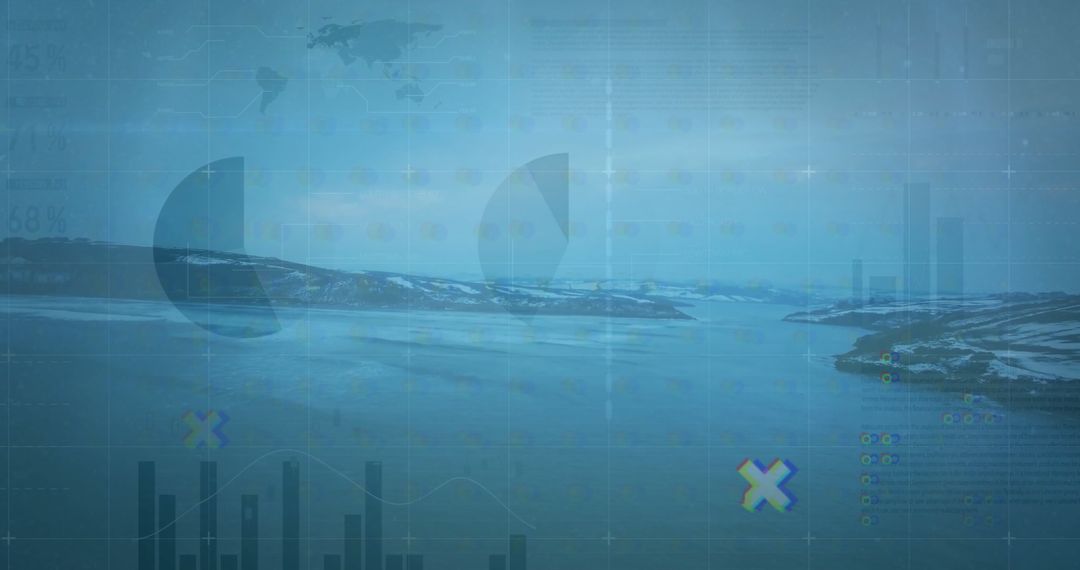 Remote Arctic Waters with Overlaid Analytical Data Graphics