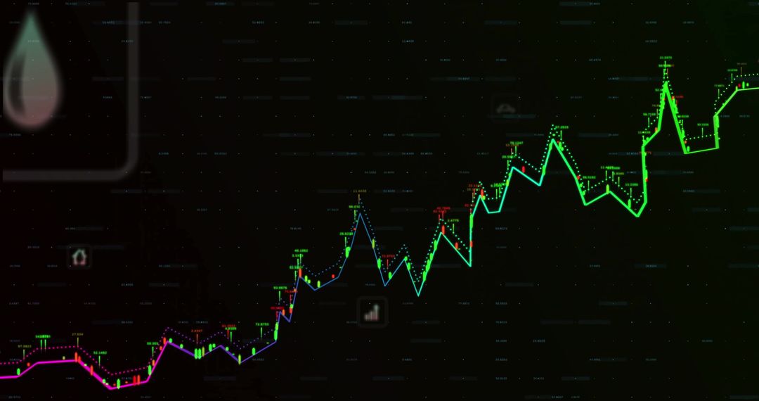 Neon Line Graph on Trading Interface Displaying Data Analysis