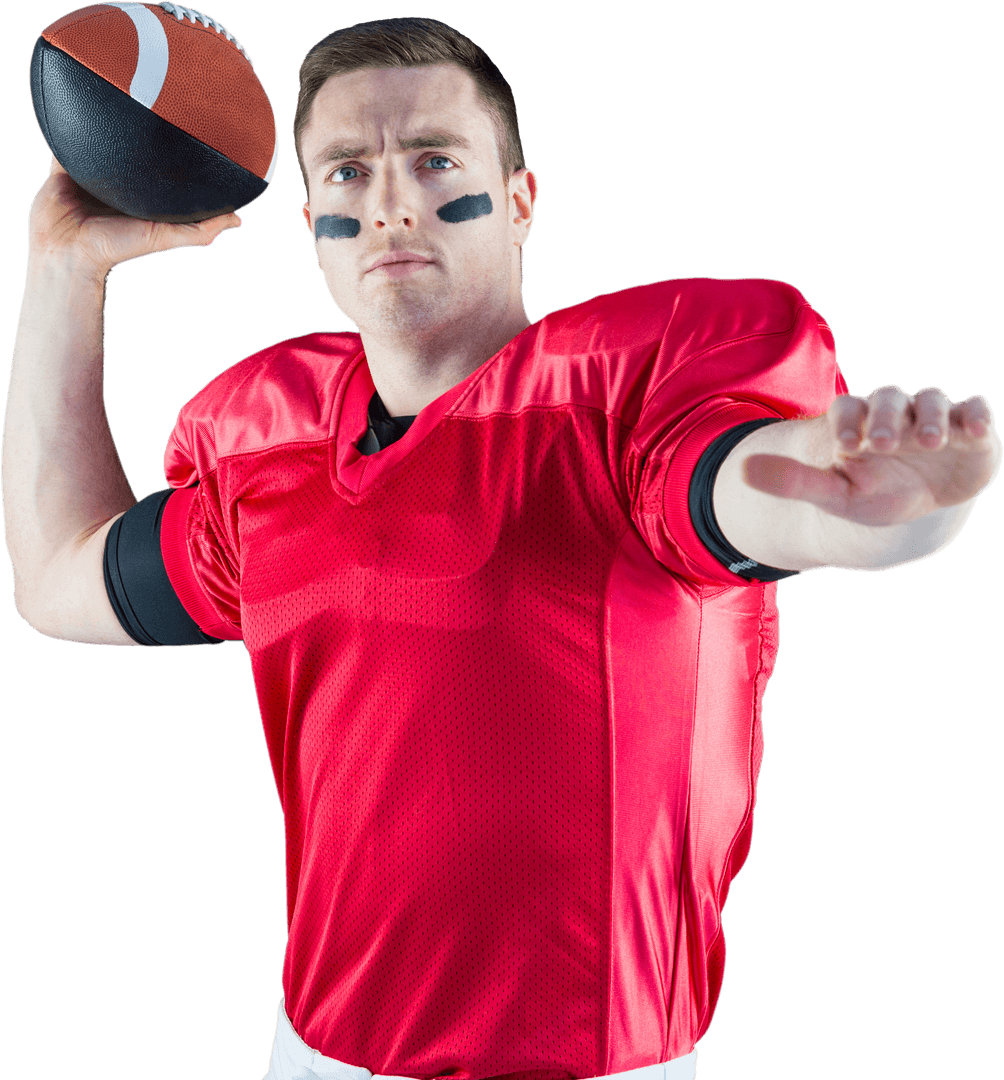 Transparent Image of Determined Football Player Throwing Ball