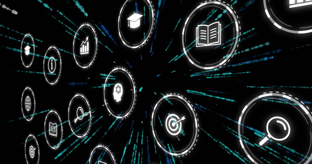 Digital Network Connects Business and Education Icons