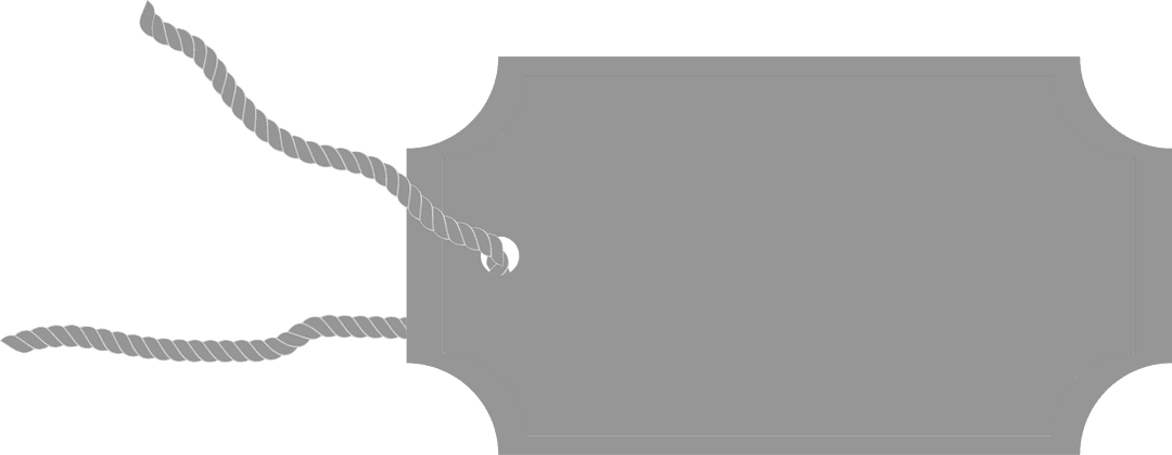 Transparent Grey Tag with Twine on Isolated Background