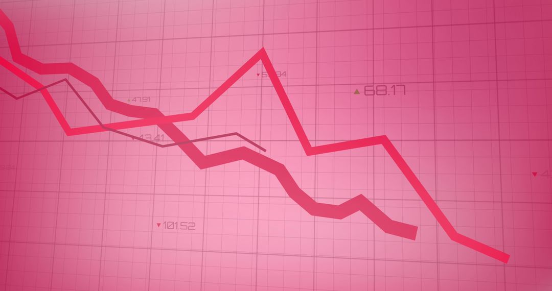 Descending Trend Graph on Pink Gradient Background