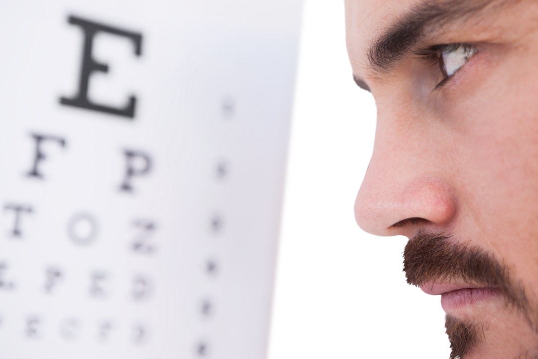 Close-up of Focused Man Performing Eye Test with Transparent Background - Download Free Stock Images Pikwizard.com