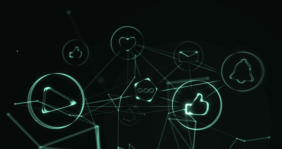 Futuristic Digital Interface with Floating Icons