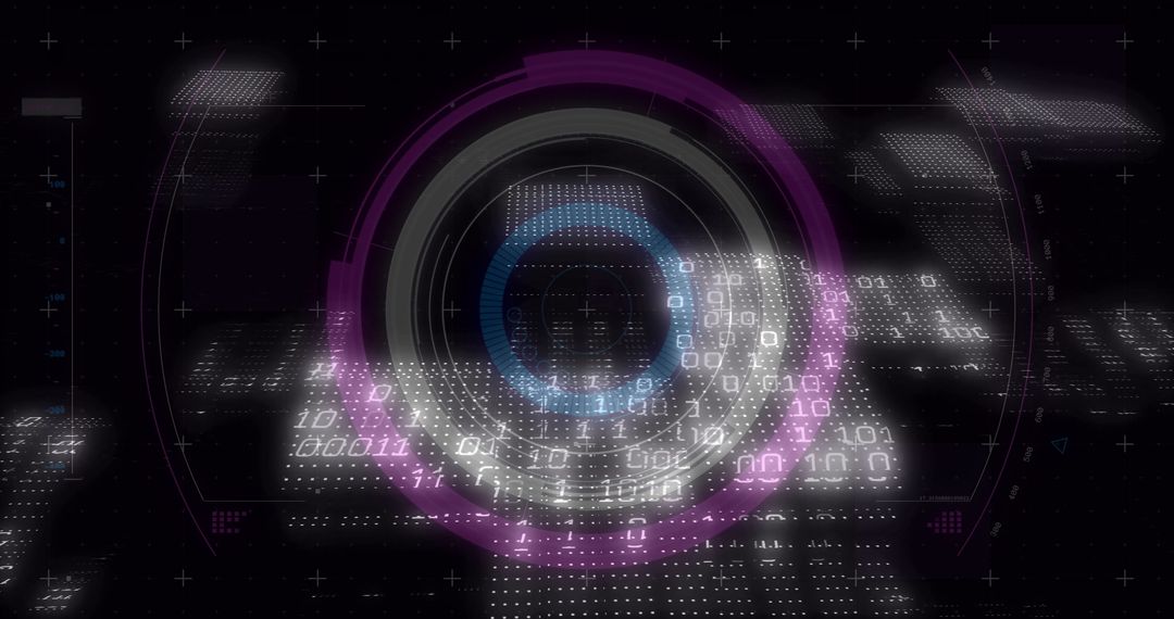 Futuristic Digital Interface with Binary Code Grid
