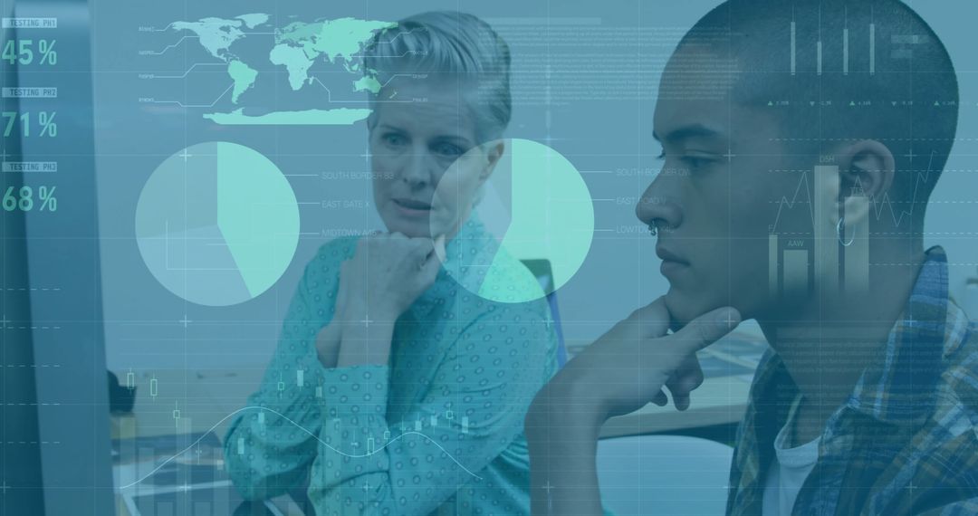 Diverse Colleagues Analyzing Business Data on Screen