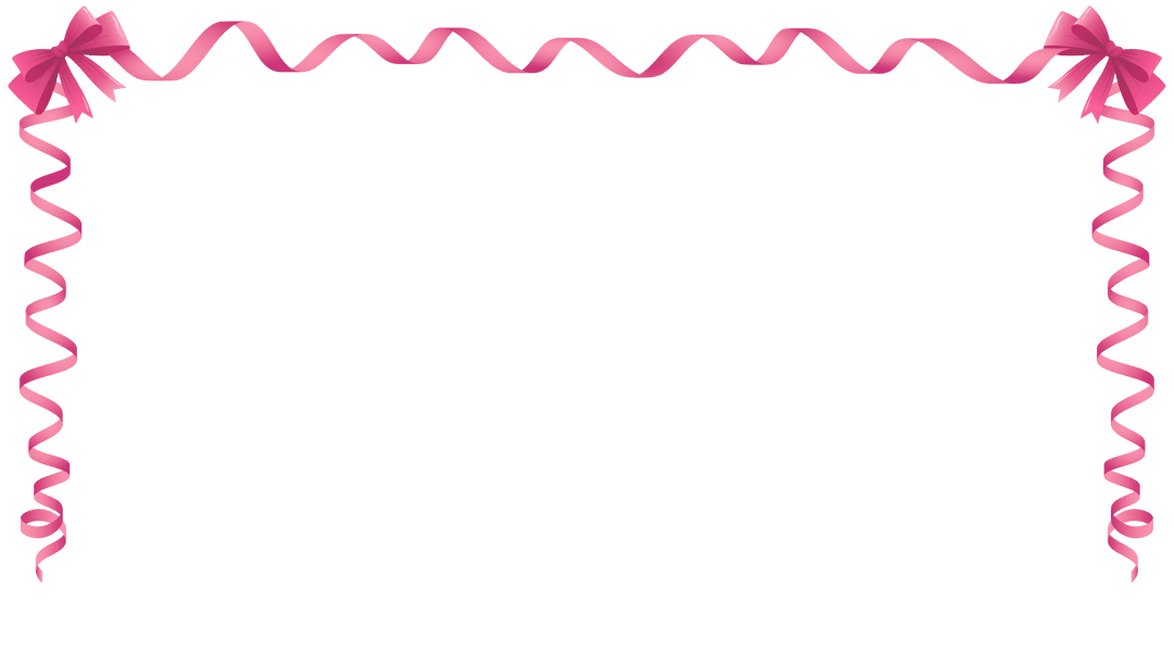 Pink Ribbon Border with Bows on Transparent Background