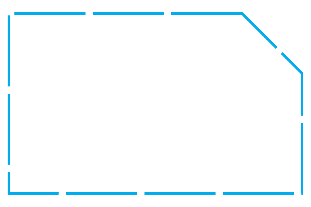 Transparent Geometric Hexagon Dotted Line Shape in Blue