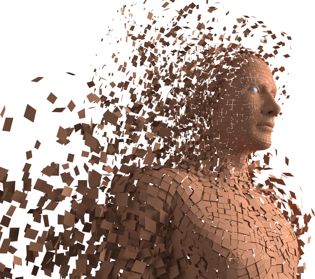 Transparent Digital Male Avatar Made of Abstract Brown Pixels in Mid Transformation - Download Free Stock Images Pikwizard.com