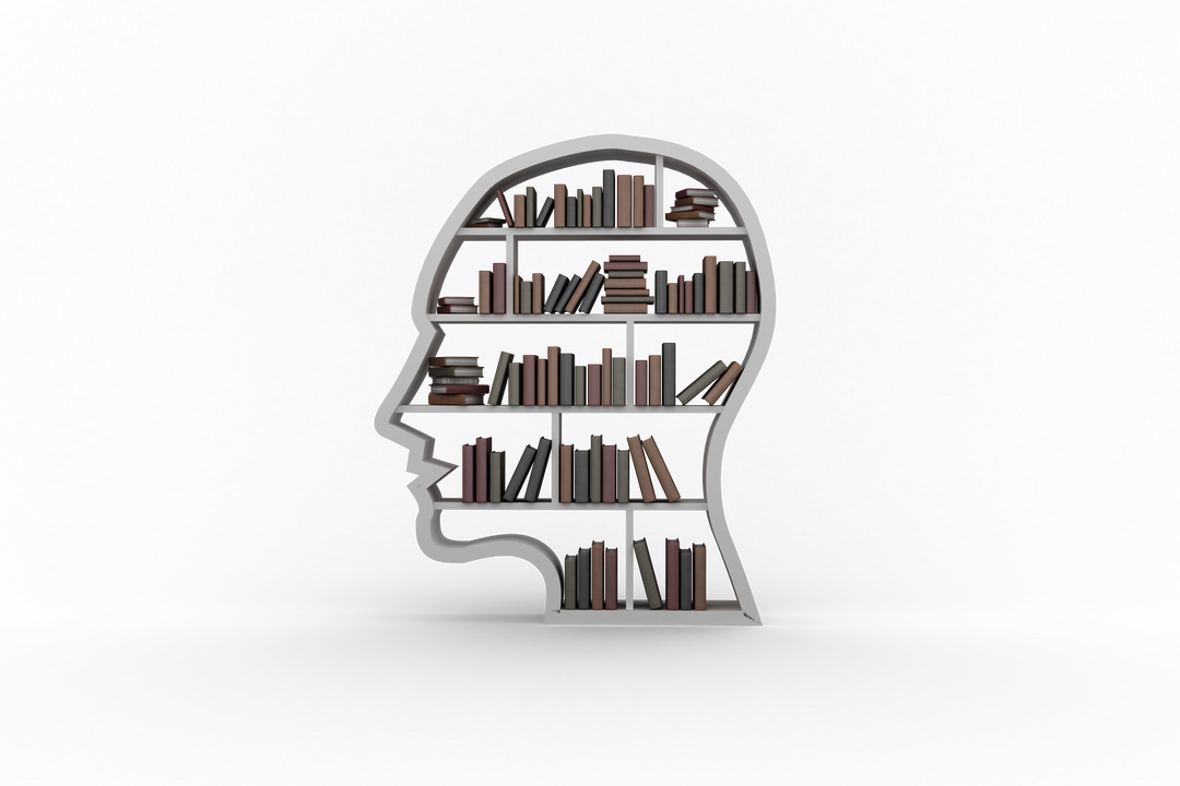 Translucent Vector Graphic of Head Filled with Book Shelves on Transparent Background - Download Free Stock Images Pikwizard.com