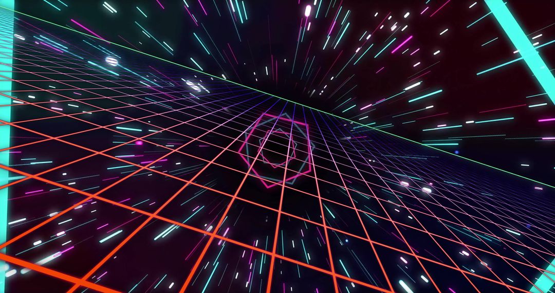 Futuristic Neon Grid with Dynamic Light Trails