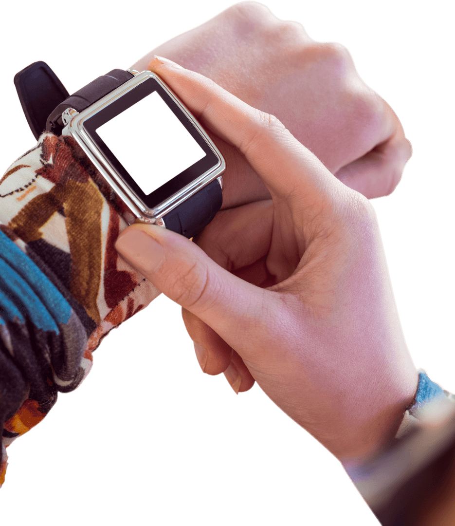 Transparent View of Hand Interacting with Modern Smart Watch