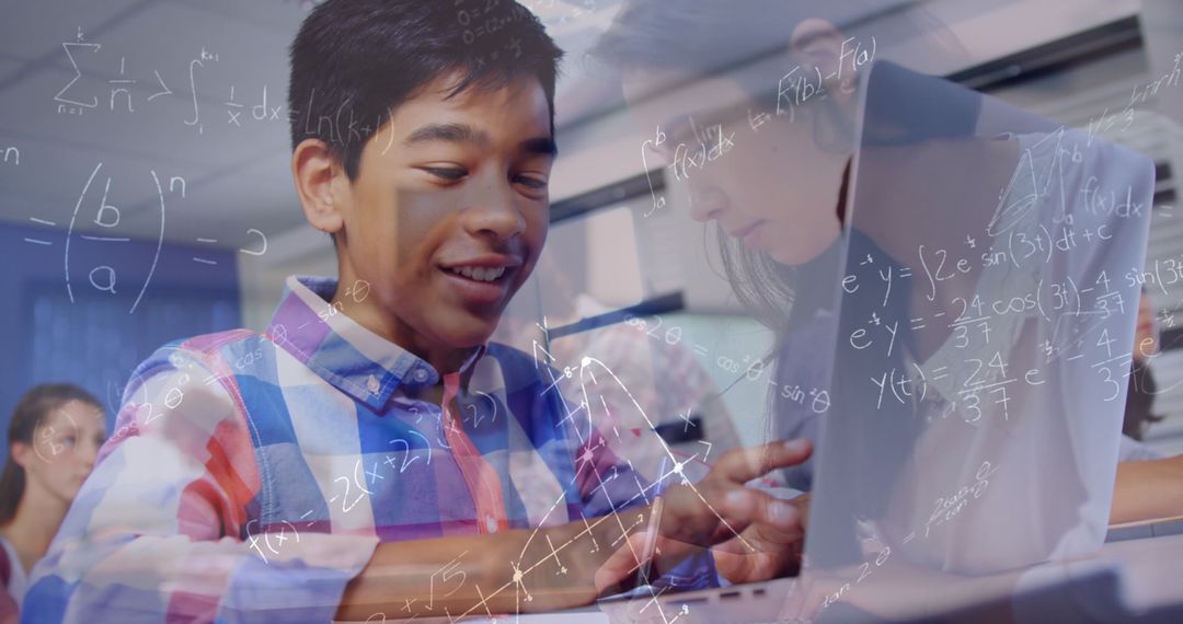 Teenage Student Studying Mathematics on Laptop in Classroom - Free Images, Stock Photos and Pictures on Pikwizard.com