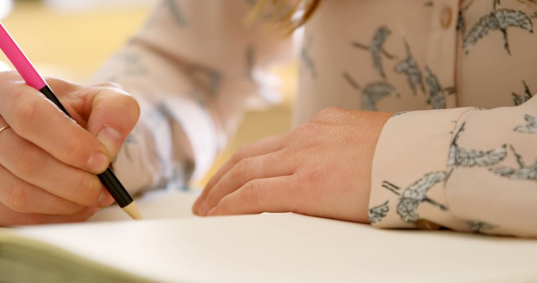 Close-Up of Woman Writing with Pen in Notebook - Free Images, Stock Photos and Pictures on Pikwizard.com