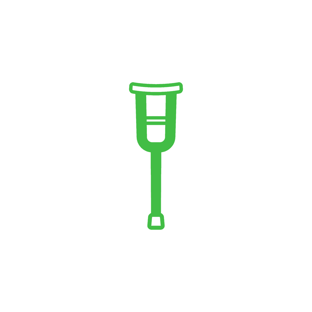 Green Orthopedic Crutch Symbol on Transparent Background